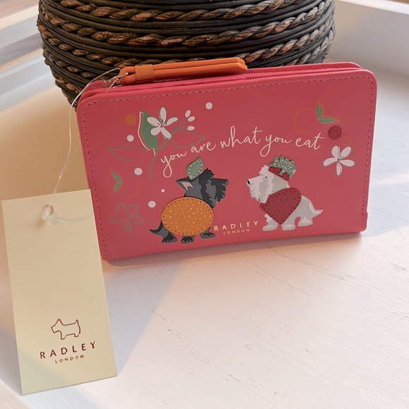 RADLEY LONDON Handbags - NWT Radley London Fruit Dogs Medium Leather Bifold Wallet Sweet Coral